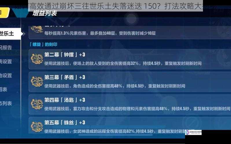 如何高效通过崩坏三往世乐土失落迷迭 150？打法攻略大揭秘