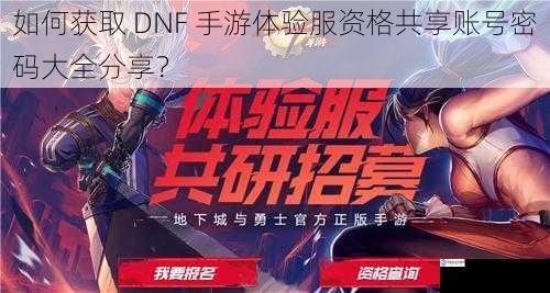 如何获取 DNF 手游体验服资格共享账号密码大全分享？