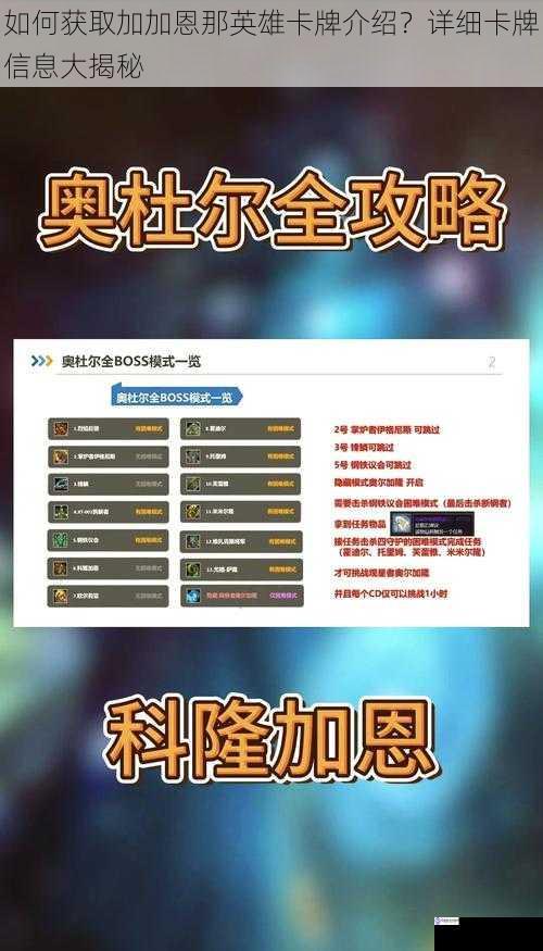 如何获取加加恩那英雄卡牌介绍？详细卡牌信息大揭秘