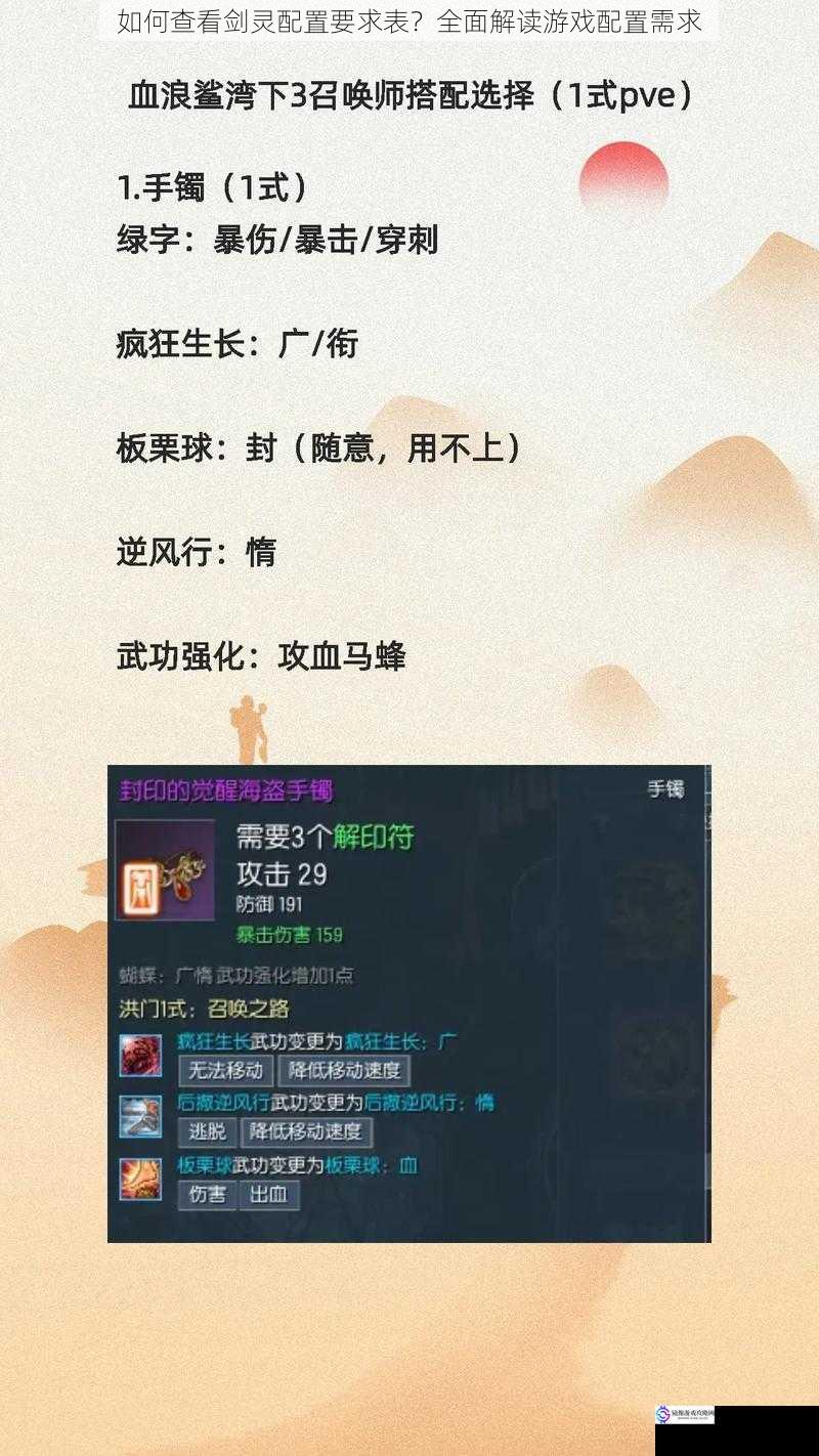 如何查看剑灵配置要求表？全面解读游戏配置需求