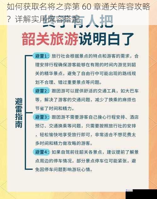 如何获取名将之弈第 60 章通关阵容攻略？详解实用阵容搭配