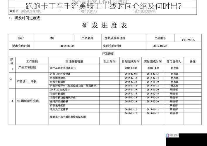 跑跑卡丁车手游黑骑士上线时间介绍及何时出？