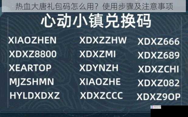 热血大唐礼包码怎么用？使用步骤及注意事项