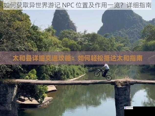 如何获取异世界游记 NPC 位置及作用一览？详细指南