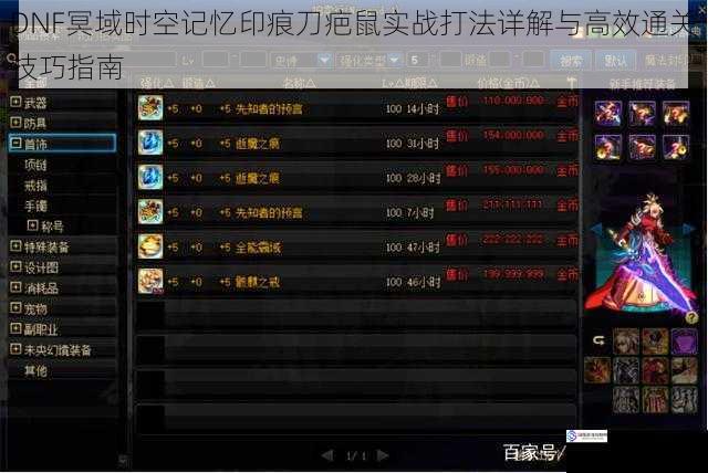 DNF冥域时空记忆印痕刀疤鼠实战打法详解与高效通关技巧指南