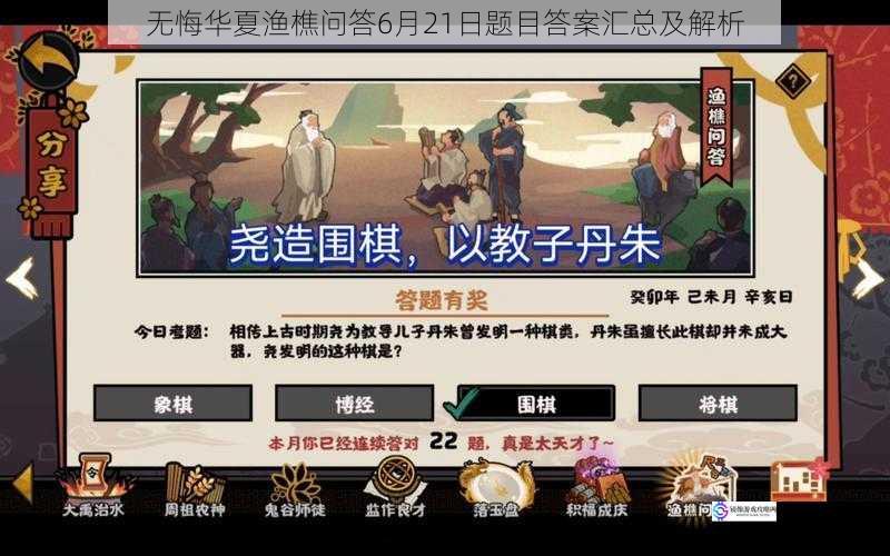 无悔华夏渔樵问答6月21日题目答案汇总及解析