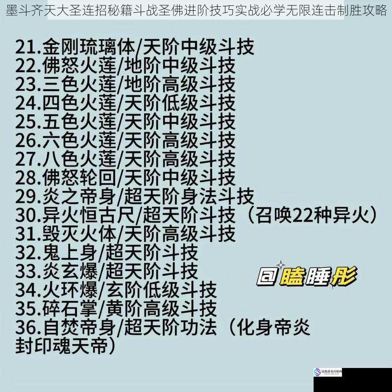 墨斗齐天大圣连招秘籍斗战圣佛进阶技巧实战必学无限连击制胜攻略