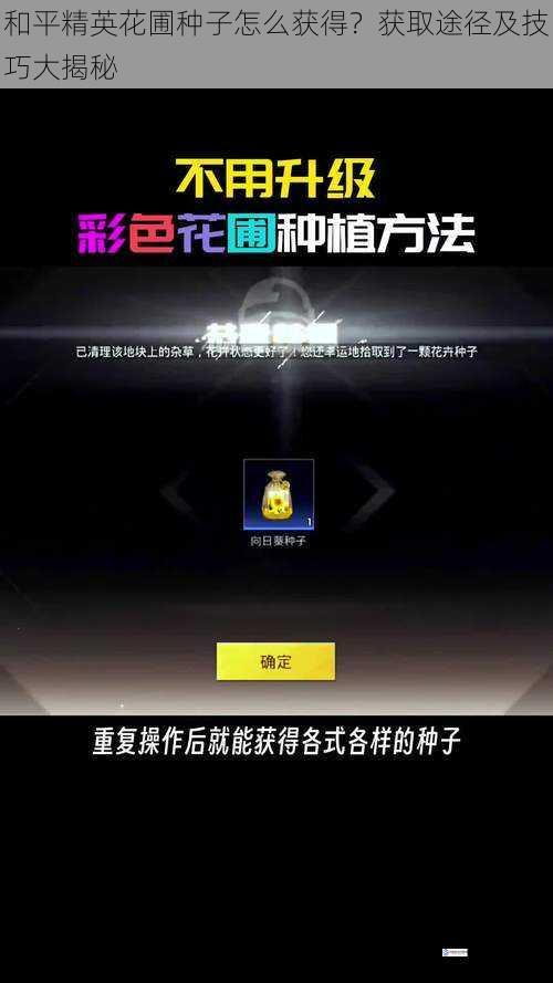 和平精英花圃种子怎么获得？获取途径及技巧大揭秘