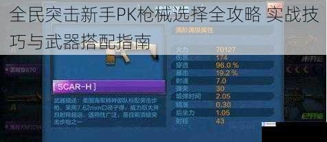 全民突击新手PK枪械选择全攻略 实战技巧与武器搭配指南