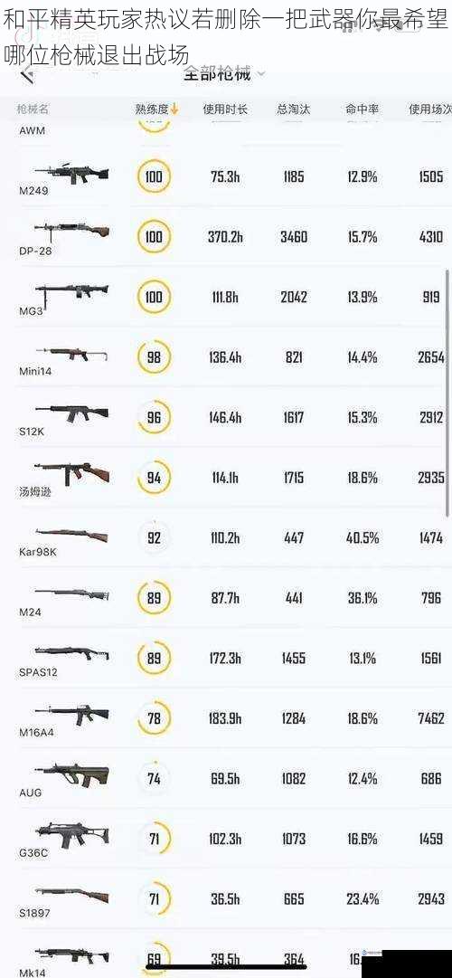 和平精英玩家热议若删除一把武器你最希望哪位枪械退出战场