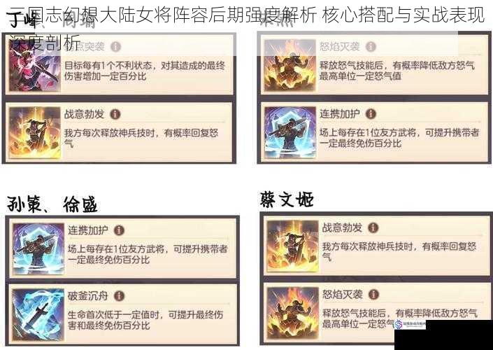 三国志幻想大陆女将阵容后期强度解析 核心搭配与实战表现深度剖析