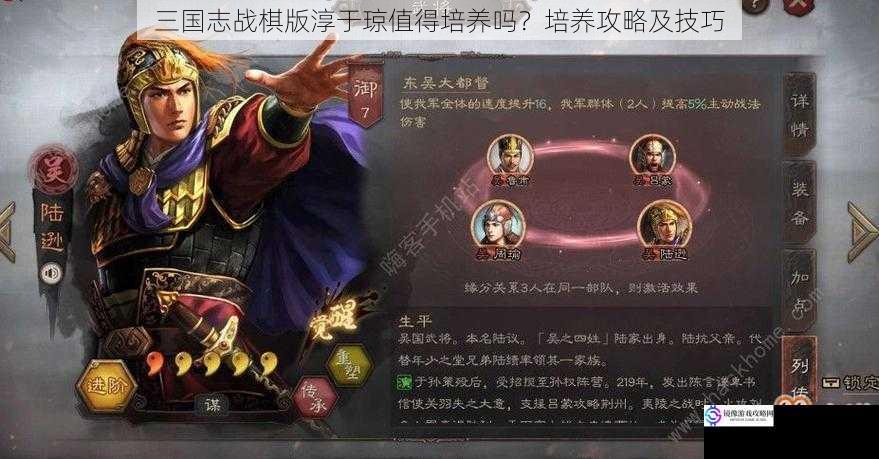 三国志战棋版淳于琼值得培养吗？培养攻略及技巧